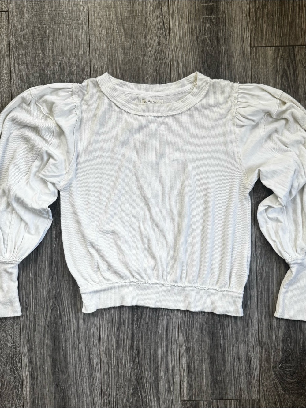Free People White Puff Sleeve Long Sleeve
